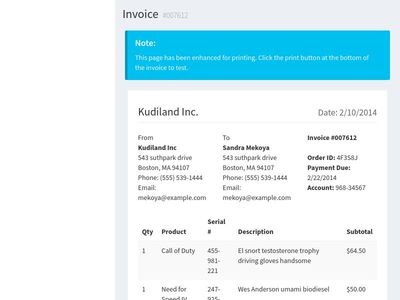 Invoice Page Snippet