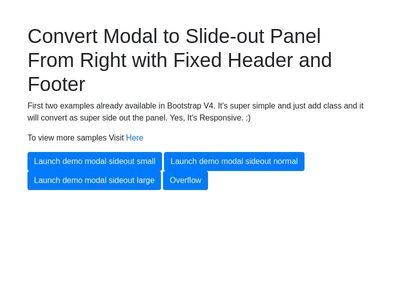 Bootstrap V4 Modal to Slide-out Panel From Right with Fixed Header and Footer