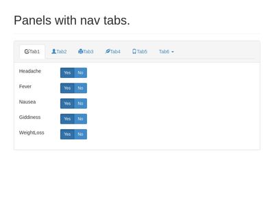 Panels with nav tabs (Nested items as drop down)