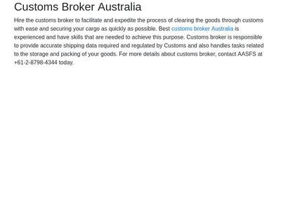 Customs Broker Australia