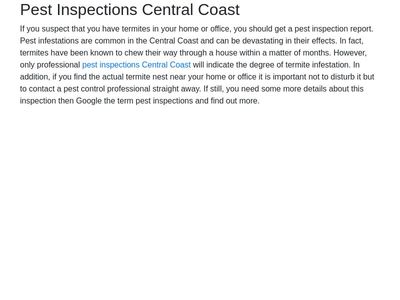 Pest Inspections Central Coast
