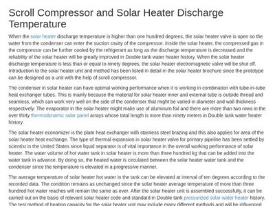 Scroll Compressor and Solar Heater Discharge Temperature
