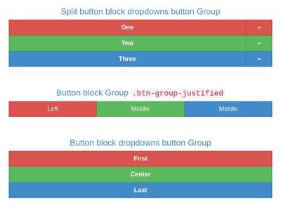 BS3 - Block Button Groups with hover fade effect| Split-dropdown-Block, Button Block Group, and Dropdown-Block Group