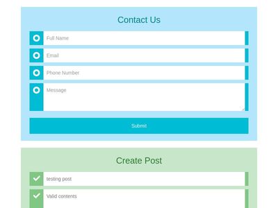 Login & signup & contact form with validation colorful