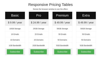 beautiful pricing table